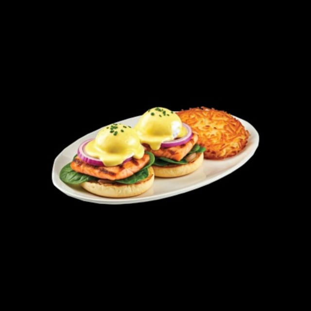 Grilled Salmon Benedict.