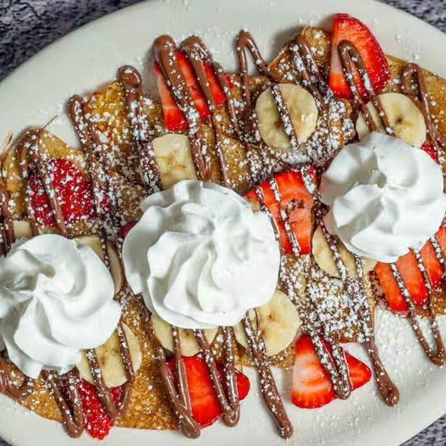 Nutella, Strawberry, and Banana Crepes.